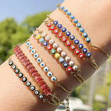 10Pcs Bohemia Drip Oil Eye Pendant Bracelets for Women Punk Chain Bangle