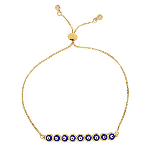 10Pcs Bohemia Drip Oil Eye Pendant Bracelets for Women Punk Chain Bangle