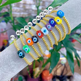 Bohemia Rainbow Glaze Hamsa Hand Evil Eyes Bracelets
