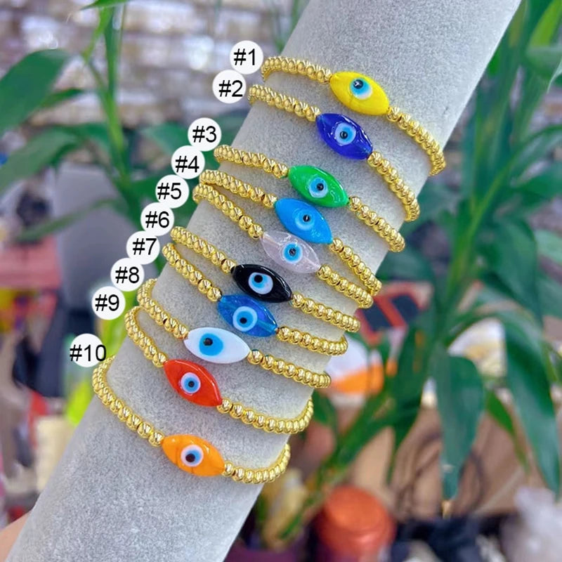 Bohemia Rainbow Glaze Hamsa Hand Evil Eyes Bracelets