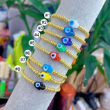 Bohemia Rainbow Glaze Hamsa Hand Evil Eyes Bracelets