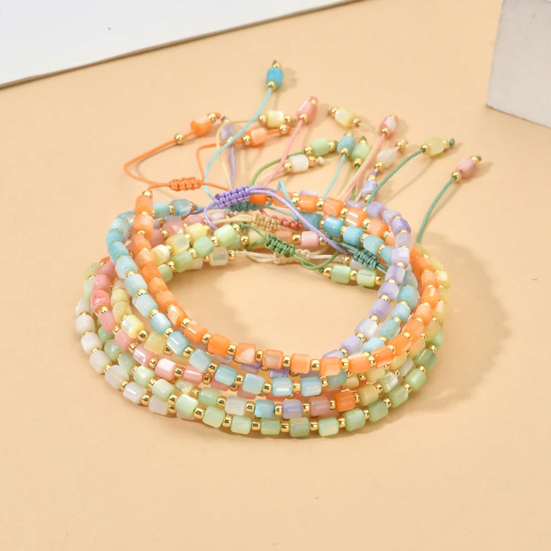 Bohemian Shell Beads Braided Rope Chain Bracelet