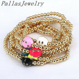 10Pcs Boho Plated Beaded Charm Enamel Bracelet