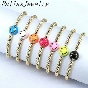 10Pcs Boho Plated Beaded Charm Enamel Bracelet
