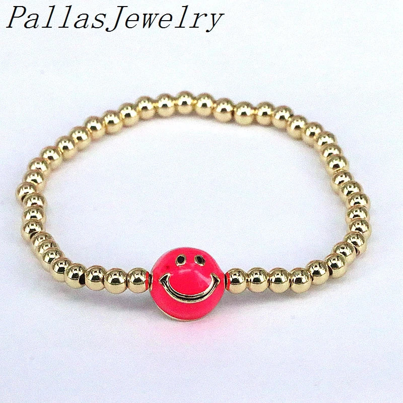 10Pcs Boho Plated Beaded Charm Enamel Bracelet
