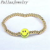 10Pcs Boho Plated Beaded Charm Enamel Bracelet