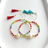 Boho Rainbow Bracelet Jewelry for Women Colorful Crystal Beaded Bracelets