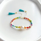 Boho Rainbow Bracelet Jewelry for Women Colorful Crystal Beaded Bracelets