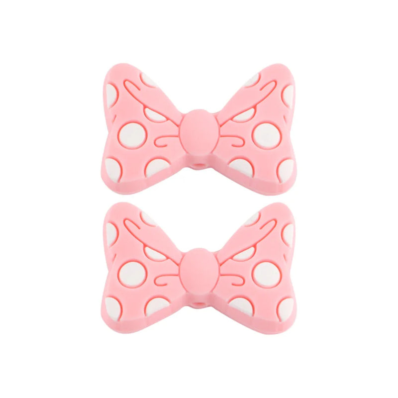 10Pcs Bow Tie Silicone Beads Baby Teether DIY Jewelry Pacifier Chain Accessories