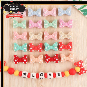 10Pcs Bow Tie Silicone Beads Baby Teether DIY Jewelry Pacifier Chain Accessories
