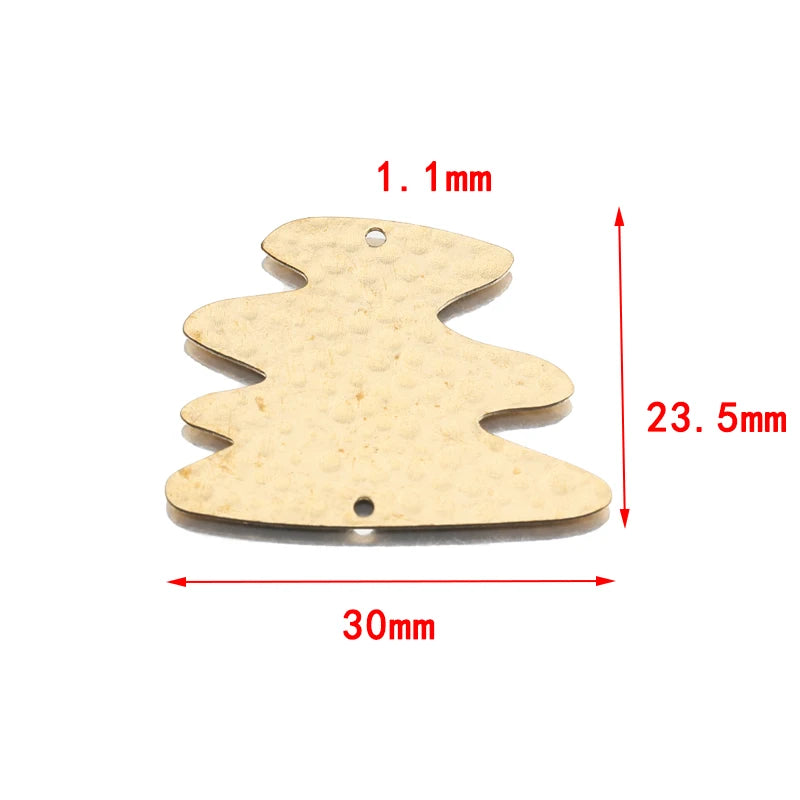 10Pcs Brass Charms Christmas Tree Earrings Pendant Connectors DIY