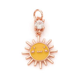 10Pcs Brass CZ Sun Charms Enamel Jump Rings Jewelry Making