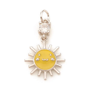 10Pcs Brass CZ Sun Charms Enamel Jump Rings Jewelry Making
