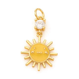 10Pcs Brass CZ Sun Charms Enamel Jump Rings Jewelry Making