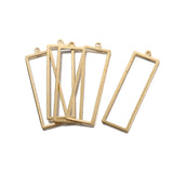 10Pcs Brass Geometric Rectangle Pendant Resin Frame Charms Minimalist Jewelry