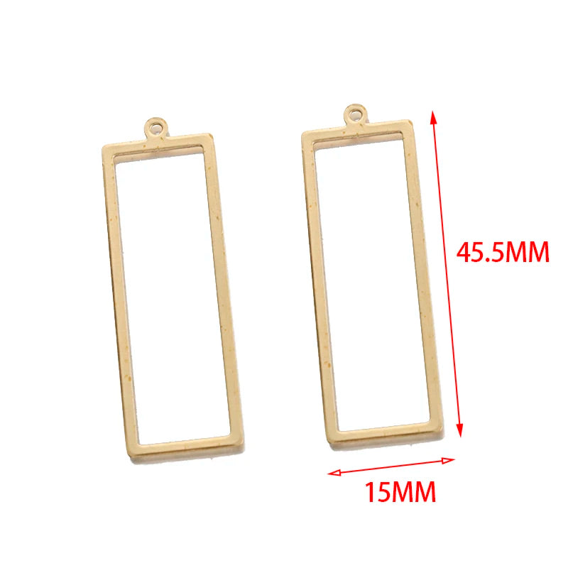 10Pcs Brass Geometric Rectangle Pendant Resin Frame Charms Minimalist Jewelry