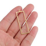 10Pcs Brass Geometric Rectangle Pendant Resin Frame Charms Minimalist Jewelry