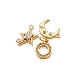 10Pcs Micro Pave CZ Star Moon Charms DIY Jewelry Making
