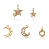 10Pcs Micro Pave CZ Star Moon Charms DIY Jewelry Making