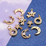 10Pcs Micro Pave CZ Star Moon Charms DIY Jewelry Making