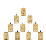 10Pcs CZ Tarot Card Pendants, 18K Plated, DIY Jewelry Making