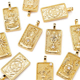 10Pcs CZ Tarot Card Pendants, 18K Plated, DIY Jewelry Making