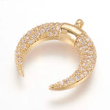 10Pcs Brass Micro Pave Zirconia Crescent Moon Charms DIY Jewelry Findings
