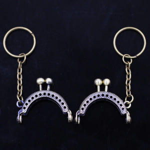 10Pcs Bronze Metal Frame Clasp Lock w/ Key Ring Bag Parts