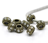 10Pcs Bronze Rhinestone Spacer Bead Charm Bracelet 11x5.8mm