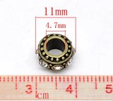 10Pcs Bronze Rhinestone Spacer Bead Charm Bracelet 11x5.8mm