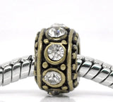 10Pcs Bronze Rhinestone Spacer Bead Charm Bracelet 11x5.8mm