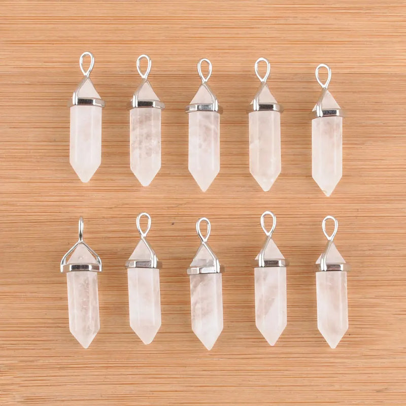 10Pcs Natural Crystal Pendant Chakra Stones Quartz Pendants IN4427