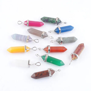 10Pcs Purple Crystal Bullet Pendant Chakra Quartz Pendants