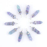 10Pcs Purple Crystal Bullet Pendant Chakra Quartz Pendants