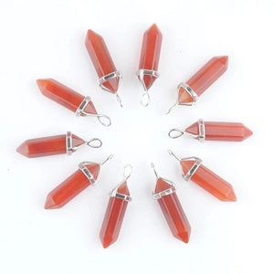10Pcs Red Agates Bullet Shape Stone Pendant, Chakra Stones Quartz Pendants