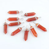 10Pcs Red Agates Bullet Shape Stone Pendant, Chakra Stones Quartz Pendants