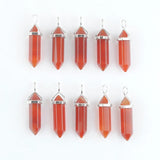 10Pcs Red Agates Bullet Shape Stone Pendant, Chakra Stones Quartz Pendants
