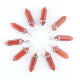 10Pcs Red Agates Bullet Shape Stone Pendant, Chakra Stones Quartz Pendants