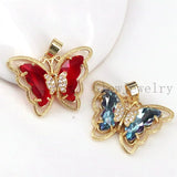 10Pcs Butterfly Charms Crystal Glass Pendant Gold-color DIY Earrings Necklace