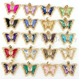 10Pcs Butterfly Charms Crystal Glass Pendant Gold-color DIY Earrings Necklace