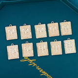 10Pcs Butterfly Square Charm Engraved Insect Pendants DIY Accessory