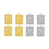10Pcs Butterfly Square Charm Engraved Insect Pendants DIY Accessory