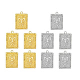 10Pcs Butterfly Square Charm Engraved Insect Pendants DIY Accessory