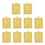 10Pcs Butterfly Square Charm Engraved Insect Pendants DIY Accessory
