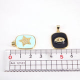 10Pcs CZ Eye/Moon/Star Enamel Charm Jewelry