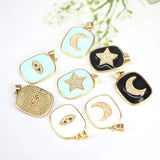 10Pcs CZ Eye/Moon/Star Enamel Charm Jewelry