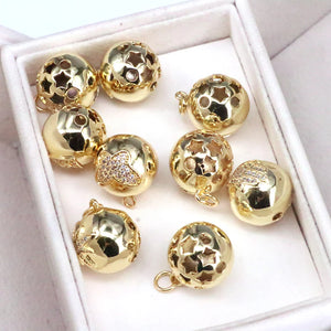 10Pcs CZ Micro Pave 3D Round Ball Pendant/Charm
