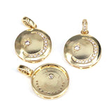 10Pcs CZ Micro Pave Cresent Moon Star Pendant Charm