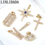 10Pcs CZ Micro Pave Cross Rectangle Pendant Necklace Bracelet Charm