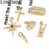 10Pcs CZ Micro Pave Cross Rectangle Pendant Necklace Bracelet Charm